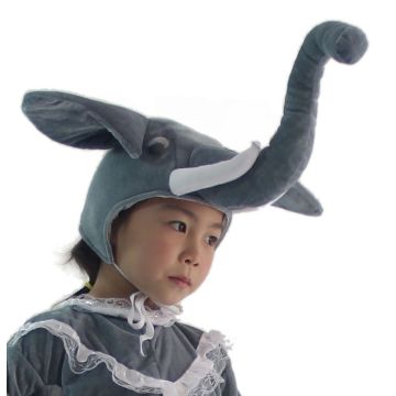 Kids elephant headpiece with plush gray trunk and ears