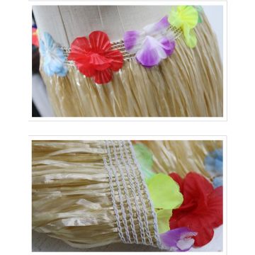 Girls Polynesian Princess Costume - Coral Bandeau Top with Layered Grass Skirt