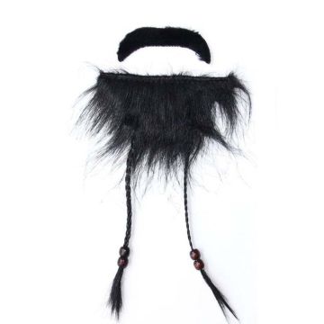 Caribbean Pirate Beard and Moustache Set with Braided Beads - Caribbean Pirate Facial Hair