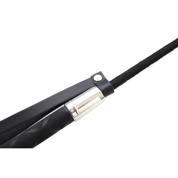 Adult Horse Whip Riding Crop - 51cm Braided Black Faux Leather Equestrian Prop
