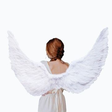 Adult white feather angel wings 105cm wingspan with real layered feathers