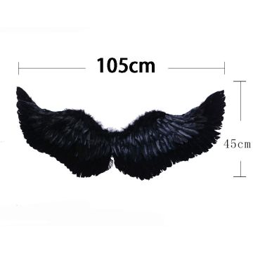Adult Black Feather Wings - Dark Angel Costume Accessory 105cm Span