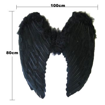 Adult Black Feather Wings - Dark Angel Costume Accessory 100cm Span