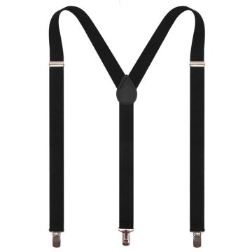 Black elastic suspenders braces with 35mm width and Y-back design