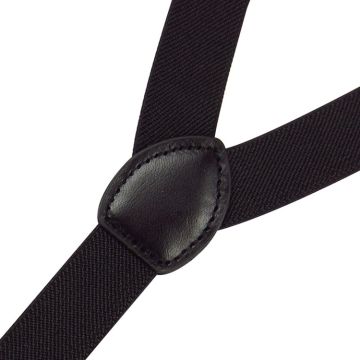 Adult Black Suspenders Braces 35mm - Adjustable Y-Back Elastic Trouser Braces