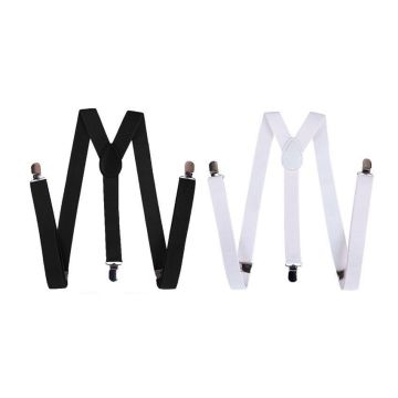 White Suspenders Braces - Adult 1920s Gatsby Style Adjustable Accessory