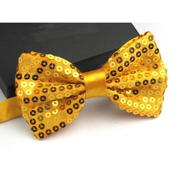 Gold Sequin Bow Tie - Clip-On Costume Accessory for Dance & Party