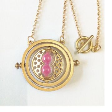 Wizarding School Time-Turner Necklace - Gold Rotating Hourglass Pendant