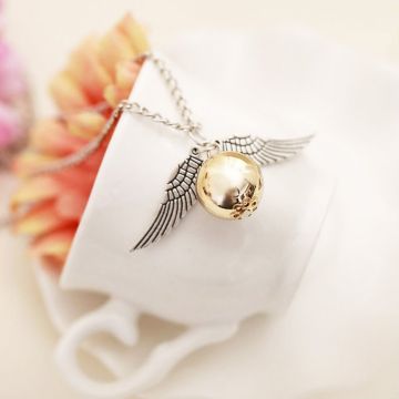 Golden Snitch Necklace - Winged Sphere Pendant with Chain