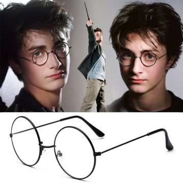 Adult Wizard Student Round Wire-Rim Glasses - Black Metal Frame Costume Spectacles