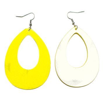 Neon Yellow 80s Teardrop Earrings - Oversized Retro Party Accessory