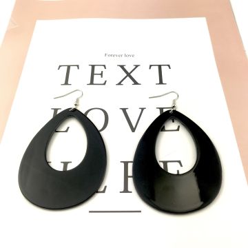 Adult 80s Black Teardrop Earrings - Oversized Statement Drop Earrings