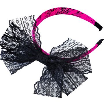 80s Neon Accessory Set - Bow Headband, Fishnet Gloves & Leg Warmers - alternate view 6