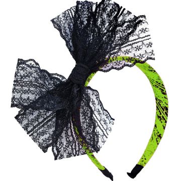 80s Lace Headband Black Green