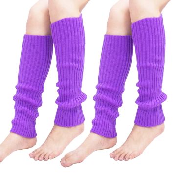 Purple Leg Warmers - 80s Retro Dance Accessory for Women