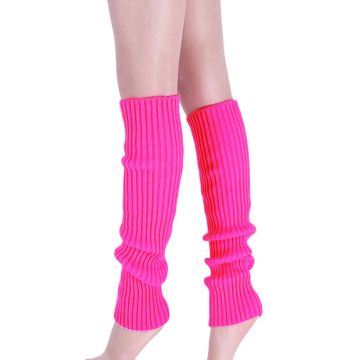 Hot Pink Leg Warmers - Adult Retro 80s Ribbed Knit Dance Accessory