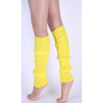 Adult Yellow Leg Warmers - 80s Retro Ribbed Knit Dance Accessory