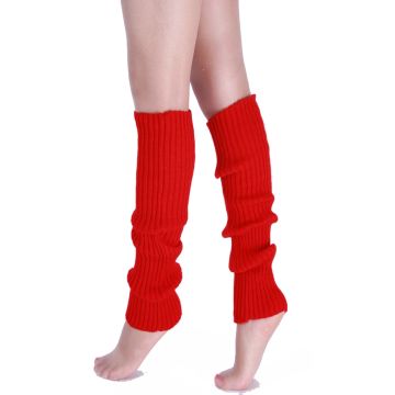 80s Neon Red Leg Warmers & Fishnet Gloves Set - Adult Retro Accessory Kit