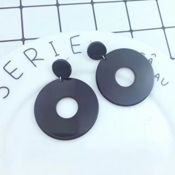 Adult 80s Neon Drop Earrings - Retro Circle Hoop Statement Accessory