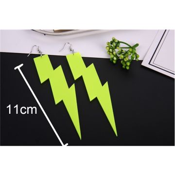 Adult Neon Lightning Bolt Earrings - 80s Glam Rock Glitter Accessory