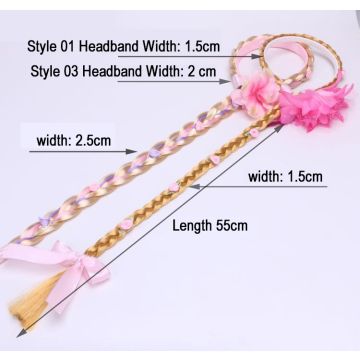 Girls Princess Wig Headband with Braided Pigtails and Crown