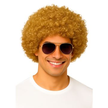 Adult Golden Blonde Afro Wig - 70s Disco Costume Accessory