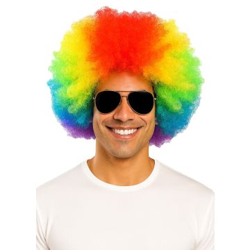 Adult Rainbow Afro Wig - Deluxe Clown Circus Costume Accessory