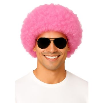 Adult Pink Afro Wig - 70s Disco Costume Accessory