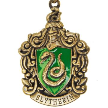 Wizarding School wizard house green & silver House Crest Necklace - Gold & Green Serpent Pendant