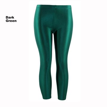 Adult Dark Green Metallic Leggings - 80s Neon Dance Costume Pants