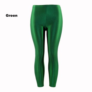 Adult Green Metallic Leggings - 80s Neon Stretch Pants