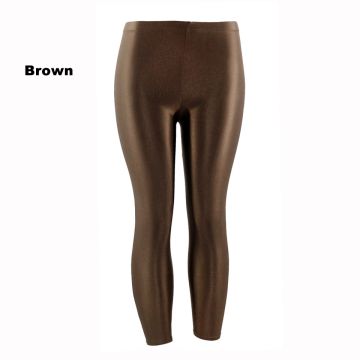 Adult Brown Metallic Leggings - 80s Shiny Disco Pants Unisex