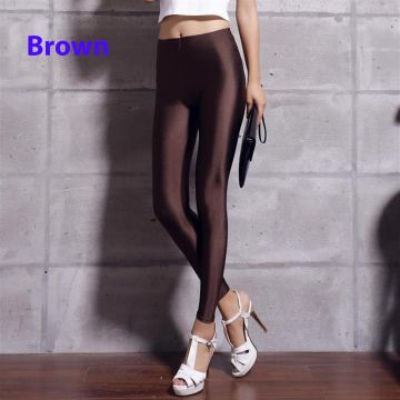 Adult Brown Metallic Leggings - 80s Shiny Disco Pants Unisex