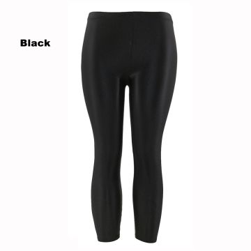 Adult Black Shiny Leggings - 80s Disco Capri Pants
