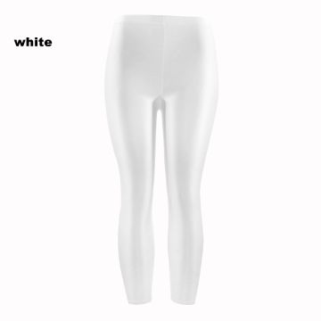 Adult Shiny 80s Leggings - White Metallic Neon Dance Pants