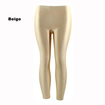 Adult Beige Metallic Leggings - 80s Disco Stretch Pants