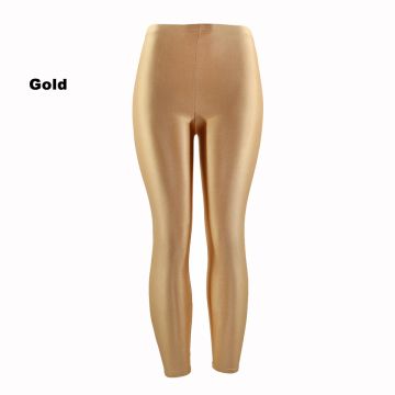 Gold Leggings Adult - Metallic Stretch 80s Disco Pants