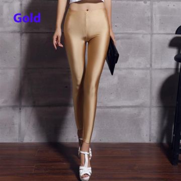 Gold Leggings Adult - Metallic Stretch 80s Disco Pants