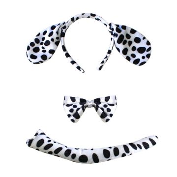 Kids Dalmatian puppy costume accessory set with spotted ears headband bow tie and tail
