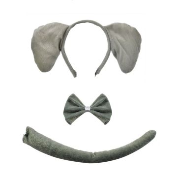 Kids Elephant Costume Accessory Set - Ears Headband Bow Tie & Tail