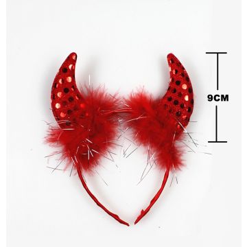 Adult Red Sequin Devil Horns and Pitchfork Accessory Set