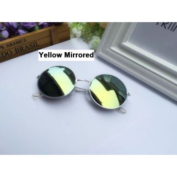 Adult Round Mirrored Sunglasses - Yellow Gold Retro Hippie Glasses
