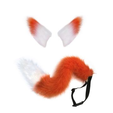 Adult Fox Wolf Ears and Tail Set - Anime Cosplay Accessory with Clips