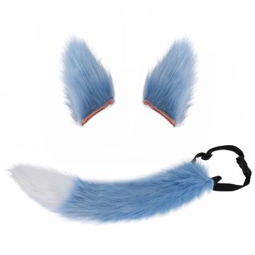Fox Wolf Tails and Ears Costume Accessory Blue White tt1097-7