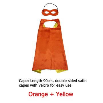 Kids Superhero Cape and Mask Set - Orange & Yellow Reversible Costume Accessory
