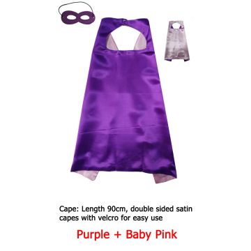 Kids Reversible Superhero Cape and Mask Set - Purple & Pink Double-Sided Costume