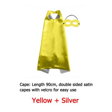 Kids Superhero Cape and Mask Set - Yellow & Silver Reversible