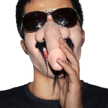 Adult Dicknose Mask - Novelty Half Face Gag Mask with Moustache