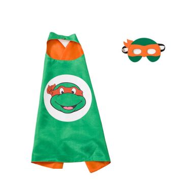 Kids Green Ninja Turtle Cape and Mask Set - Superhero Dress-Up Accessory