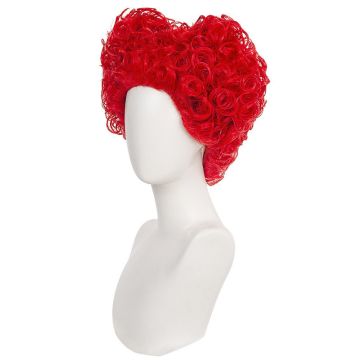Adult Red Queen Wig with Crown - Curly Beehive Heart Costume Wig